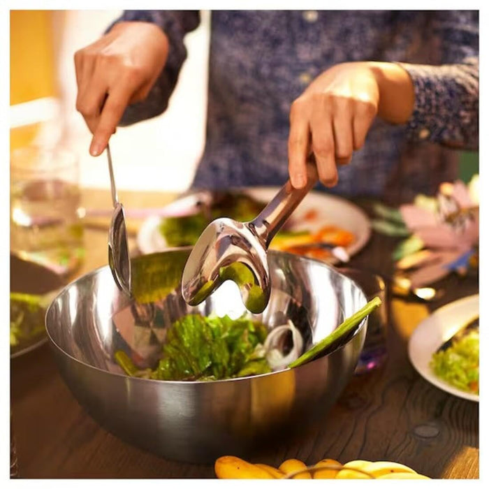 IKEA ÖMSESIDIG 2-piece serving set, stainless steel with  Serving bowl, white, 28x24 cm