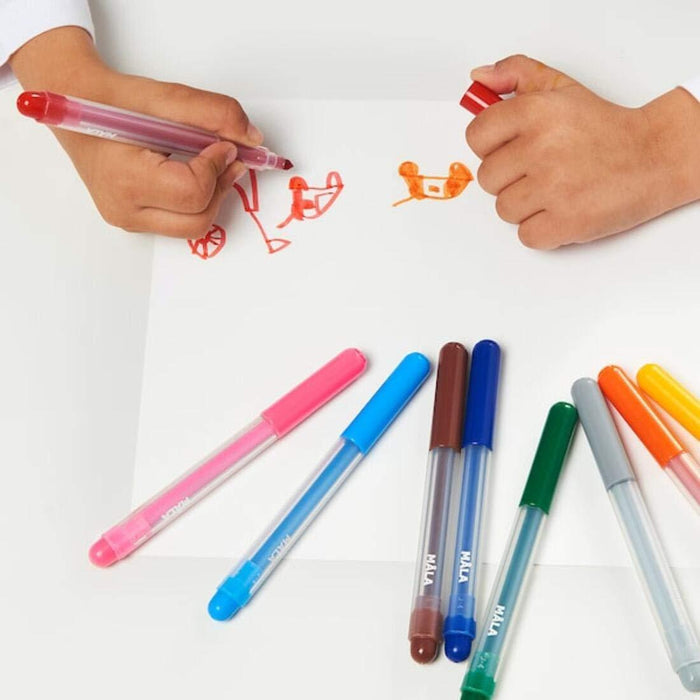 IKEA  MÅLA Drawing paper roll 30 m with MÅLA Felt-tip pen, mixed colours (24 pack)