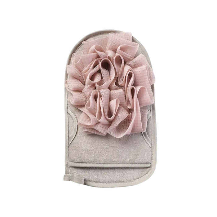 Digital Shoppy Decorative Bath Gloves, White and Pink