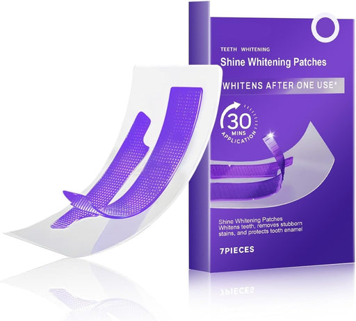 Teeth whitening patches with packaging on a white background