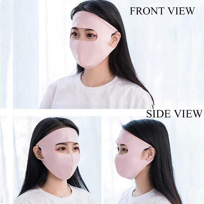 Women wearing Digital Shoppy’s silk face mask for sun protection and full coverage