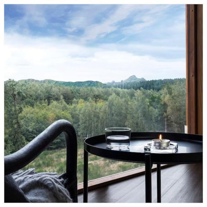 IKEA BERGGRAN Candle holder, anthracite, 7 cm with  Scented candle in metal cup, Mountain air/turquoise, 9 hr (540 min)