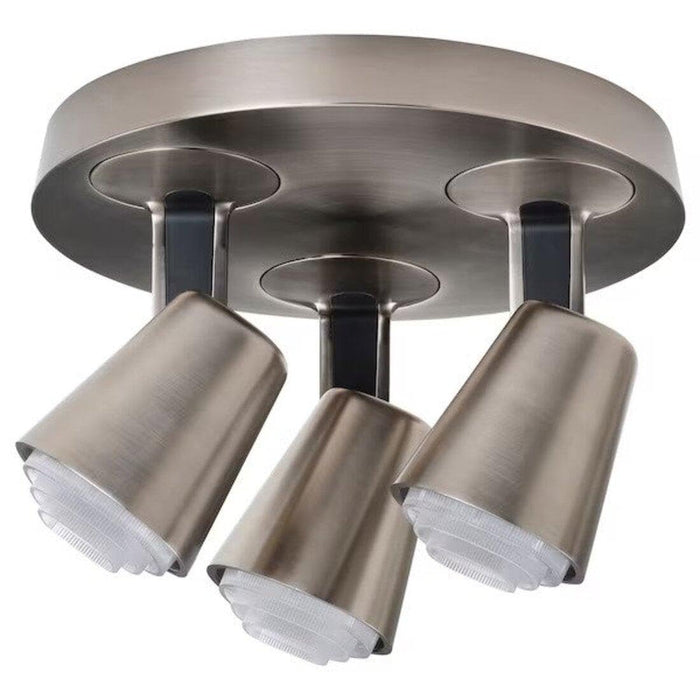 IKEA NYMÅNE Ceiling spotlight with 3 spots, white & MONAZIT Ceiling spotlight with 3 spots, nickel-plated