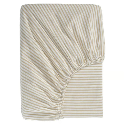 IKEA SOLFIBBLA folded white beige striped cotton fitted sheet with elastic edging #10615852