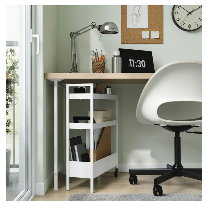 Ikea NISSAFORS Trolley 50.5x19x67 cm (19 7/8x7 1/2x26 3/8 ") with NYCKELN Hand Towel, White/Dark Blue, 40x70 cm