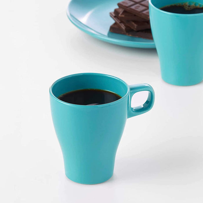 IKEA FÄRGRIK Mug, stoneware white25 cl with Mug, turquoise25 cl and Mug, dark turquoise25 cl