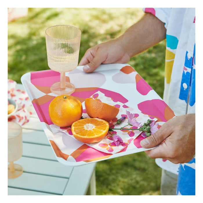 IKEA TOFSAND Paper Napkins Pink Floral 33x33cm Pack of 30 with Hand Towel, white/dark blue, 40x70 cm (16x28 ")