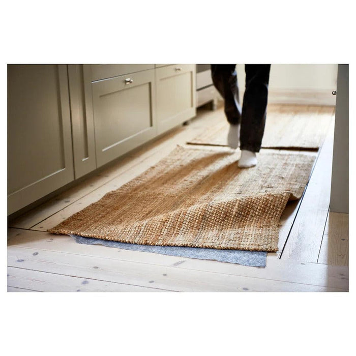 IKEA Rug, flatwoven, beige/white, 50x80 cm with  Rug underlay with anti-slip, grey, 50x80 cm