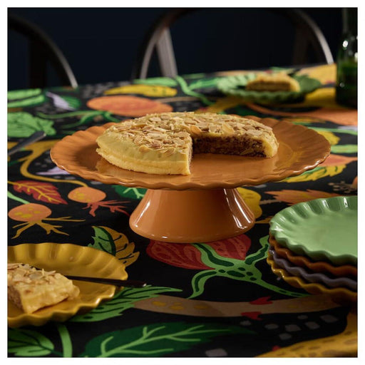 IKEA HÖSTAGILLE 28 cm stoneware serving stand in orange on a dining table 70575773