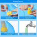 Step-by-step visual guide showing how to attach the waterpipe to the kids’ splash mat. Includes gasket placement, connector installation, pipe-to-mat connection, and final hose setup on the faucet – 1598452254744 12846906.