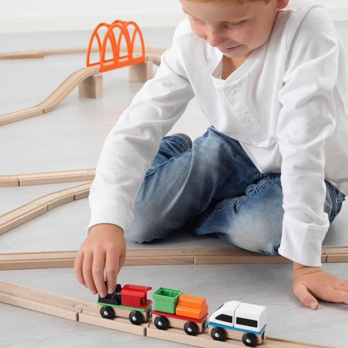 IKEA  LILLABO 3-piece train set with Toy carriage, assorted colors