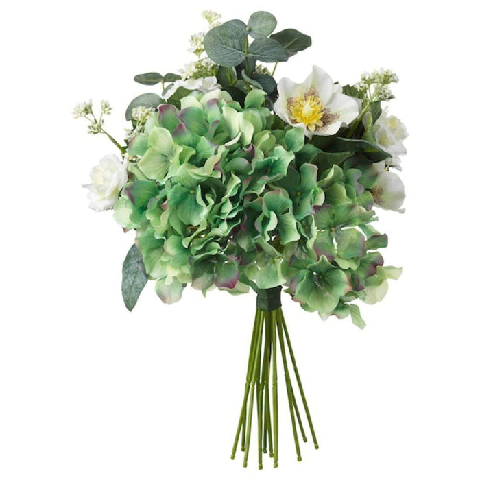 IKEA GRADVIS Vase, blue, 21 cm with SMYCKA Artificial bouquet, white, 35 cm