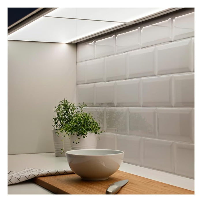 IKEA IRSTA LED Worktop Lighting 60cm with NYCKELN Hand Towel, White/Dark Blue, 40x70 cm (16x28)