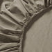 Close-up of IKEA ULLVIDE grey-beige fitted sheet elastic hem detail secure mattress fit