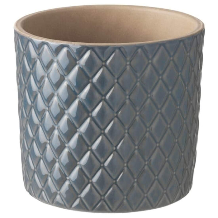 IKEA CHIAFRÖN Plant pot, grey, 9 cm with FEJKA Artificial potted plant, in/outdoor yellow, 9 cm (3 ½ ")