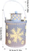 Decorative lantern with snowflake design and measurements on a white background