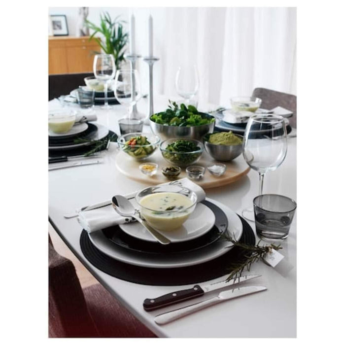 IKEA  BLANDA Serving bowl, clear glass 12 cm with OSTBIT Serving tong, bamboo