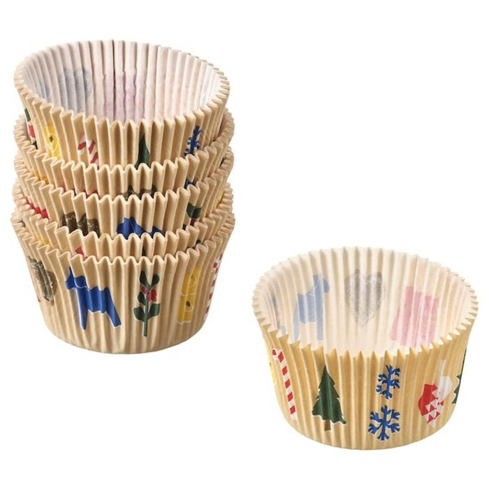 IKEA VINTER  Baking Cup, Christmas Pattern Multicolor. (Pack of 65) with LÄTTBAKAD Offset Spatula