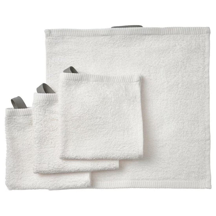 IKEA DIMFORSEN Bath towel, white70x140 cm with Hand towel, white40x70 cm and Washcloth, white30x30 cm