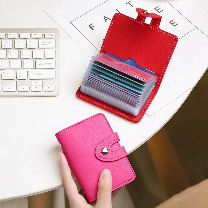 Digital Shoppy sky blue document wallet – open cardholder with transparent sleeves and multiple cards displayed