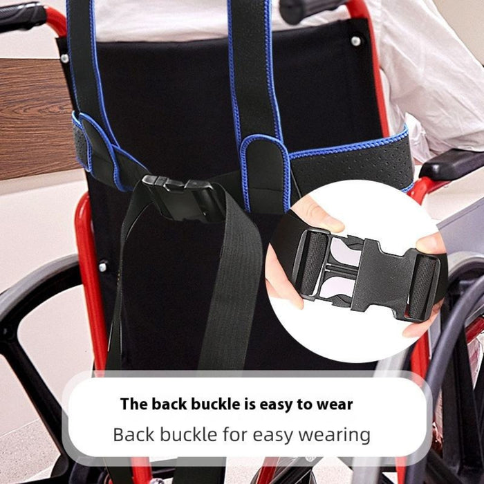 Digital Shoppy wheelchair back buckle strap shown attached to red wheelchair frame