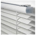 White venetian blinds with a roller on a white background