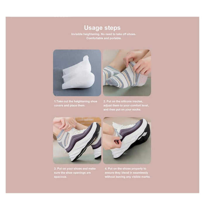 Digital Shoppy Unisex Silicone Invisible Height Increase Insoles, white, 1 pair