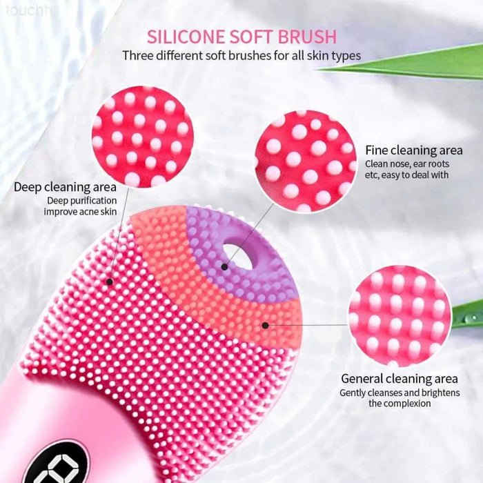 Digital Shoppy Electric Silicone Gel Facial Cleansing Brush – Waterproof - Green