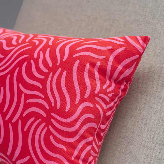 IKEA Cushion Set -  SANDMOTT Cushion Red/Pink 30x58 cm & KLIPPNEJLIKA Cushion Cover, Multicolor/Wave Pattern, 40x58 cm (2 pack)