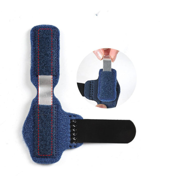 Adjustable finger brace for joint pain relief and support.