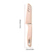 Pink-colored knife with measurements on a white background