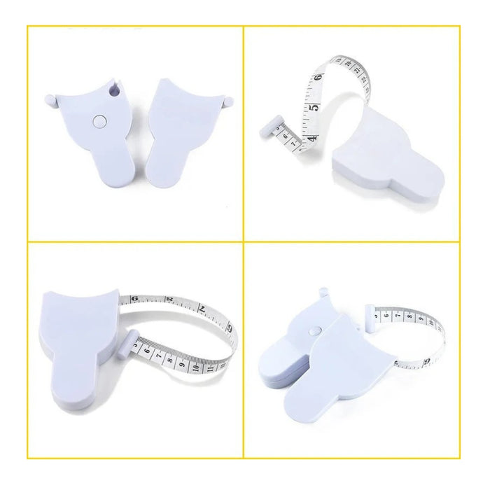 White measuring tape with a unique design on a white background