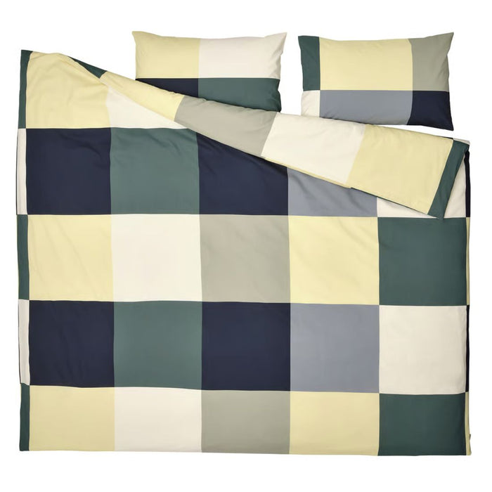 IKEA BRUNKRISSLA Duvet cover and 2 pillowcases, green/multicolour, 240x220/50x80 cm (94x87/20x31 ")