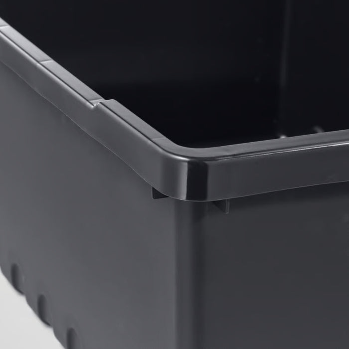 IKEA UPPSNOFSAD Storage box with lid black, 35x25x14 cm/9 l with VIKFJÄRD Washcloth, white, 30x30 cm