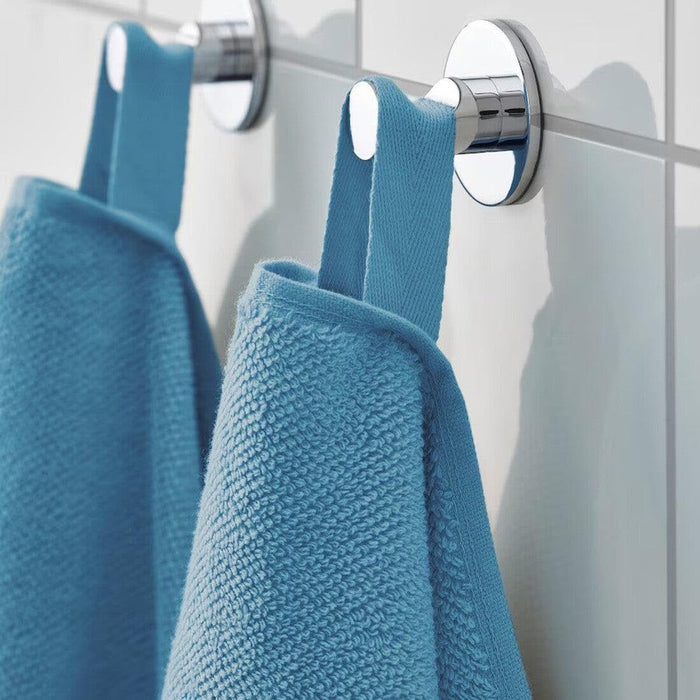 IKEA ALTARLIDEN Hook Rack with Shelf (White) + VINARN Washcloths 2-Pack (Blue) – Bathroom & Entryway Set