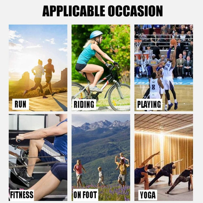 Collage showing ankle brace used across activities – running, cycling, basketball, fitness, hiking, and yoga – versatile sports protection – 1600007421321 13974241
