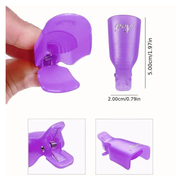 Digital Shoppy Reusable Nail Gel Polish Remover Clip Set – Purple Plastic Nail Soak-Off Clips for Easy Gel Polish Removal | 10 Piece Set