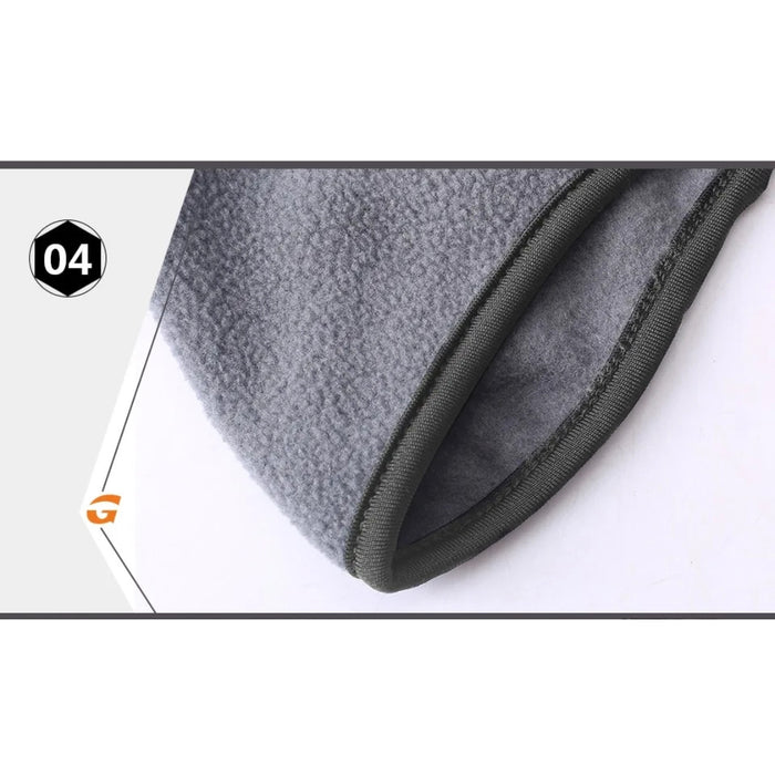 Gray fleece ear warmer on a white background