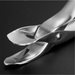 Close-up of heat-resistant stainless steel kitchen clip gripping a ceramic dish