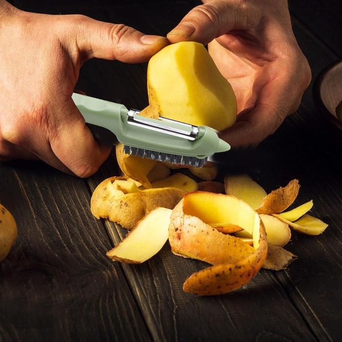 Digital Shoppy Kitchen Fruit Peeler with Cleaning Brush – Green