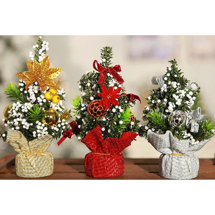 Digital Shoppy Mini Christmas Tree – 20cm Desktop Ornament with Golden Decorations