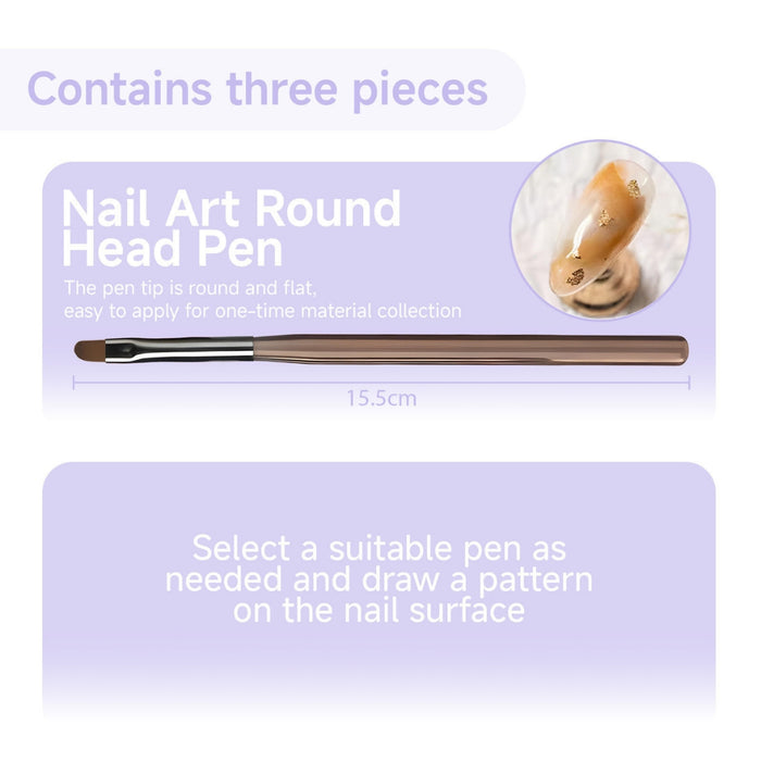 Nail art round head pen with description on a light purple background