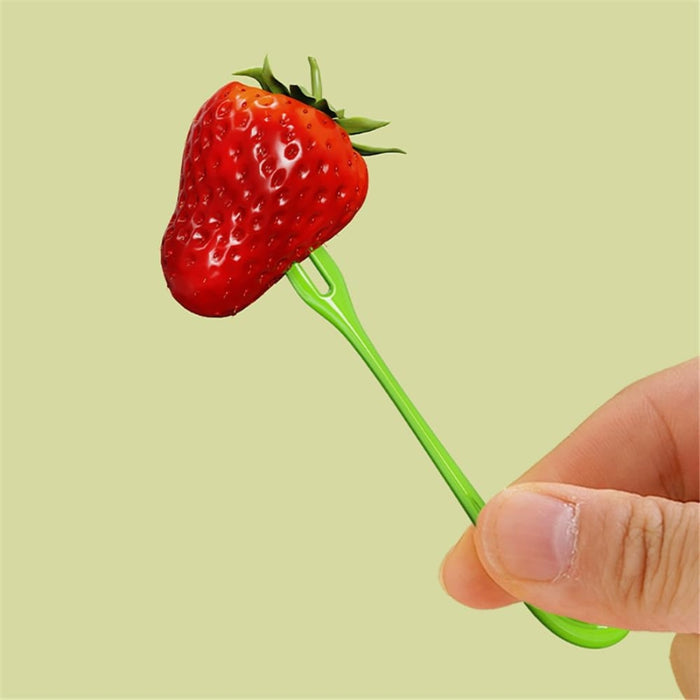 Digital Shoppy Radish Fruit Fork Set – 30pcs Tooth Dessert Picks with Holder – White/Green