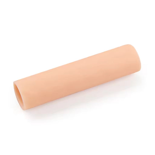 Roll of beige paper on a white background