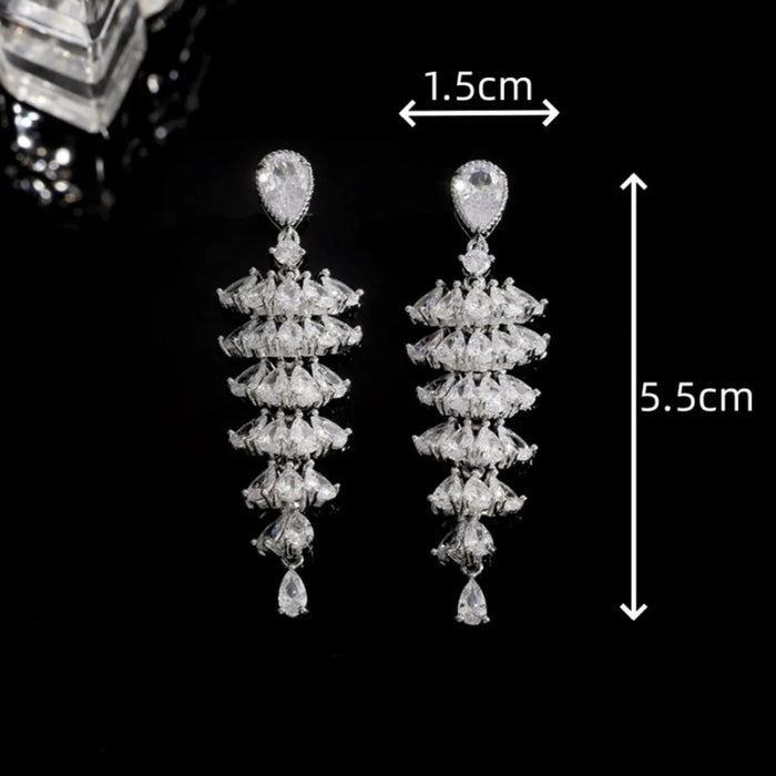 Digital Shoppy Zircon Xmas Tree Drop Earrings – Sparkling Party Wear for Women