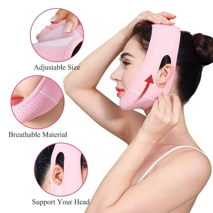 Digital Shoppy V-Line Face Slimming Mask, pink – Reusable Chin Up Belt for Jawline Lift