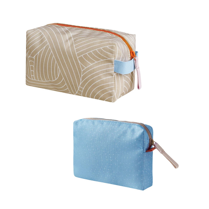 IKEA ROMELSÖN Patterned Accessory Bags Set of 2 + KNOLIG Mini Blue Coin Purse with Key Chain