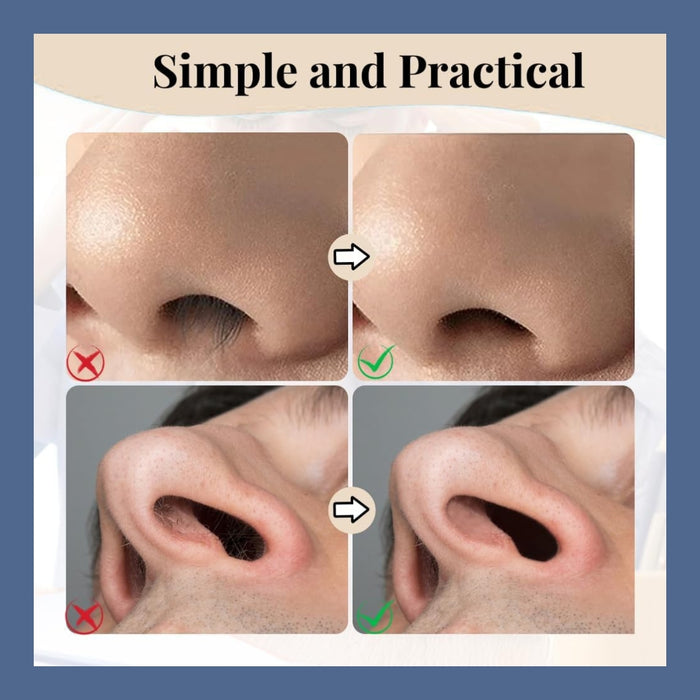 4pcs Nasal Grooming Tool – Safe Trimmer with Protective Comb, Stainless Steel Blade, dual-ended ear and nose cleaning tools with labeled parts