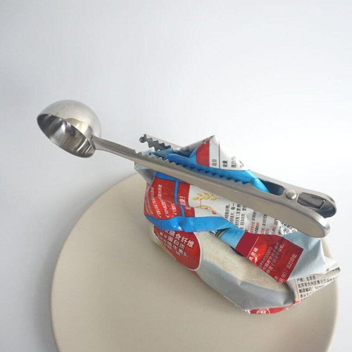 Digital Shoppy 2-in-1 Coffee Clip Spoon – Stainless Steel Scoop with Bag Sealing Clip