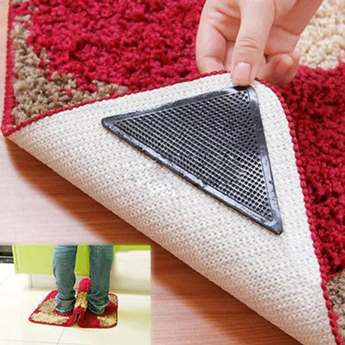 Digital Shoppy Carpet Grip Pads – Triangular PU Anti-Slip Stickers, Black